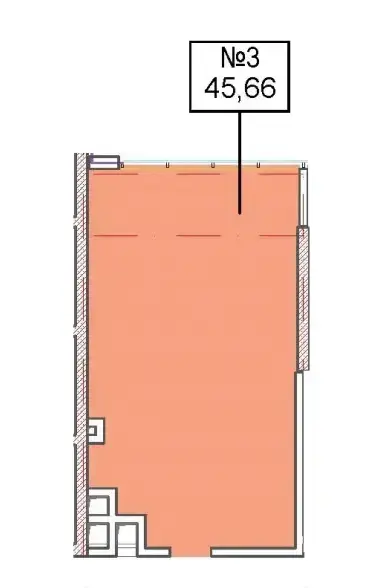 Планировка офиса №3 площадью 45,66 м² в БЦ PlatON