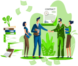 Люди заключают договор