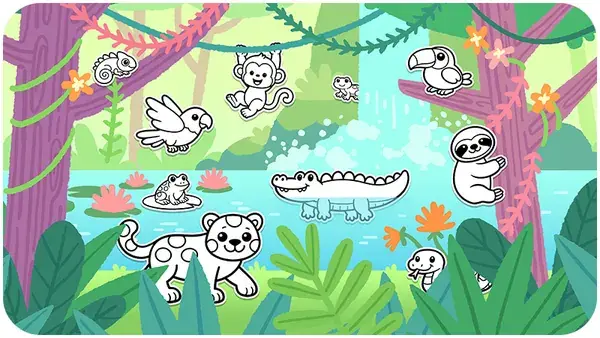 Deep jungle coloring page
