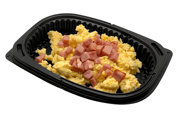 Scrambled eggs with crusty bread