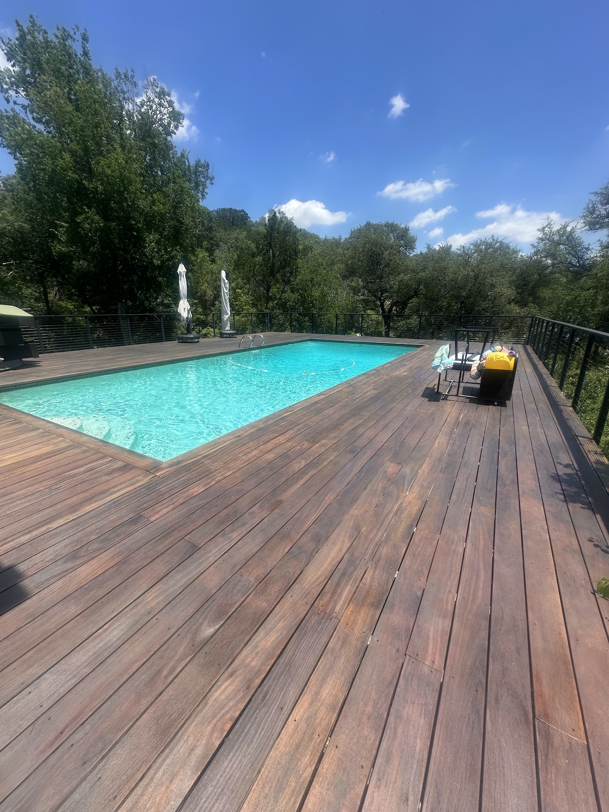 Restored IPE deck with richer tone after oil finish