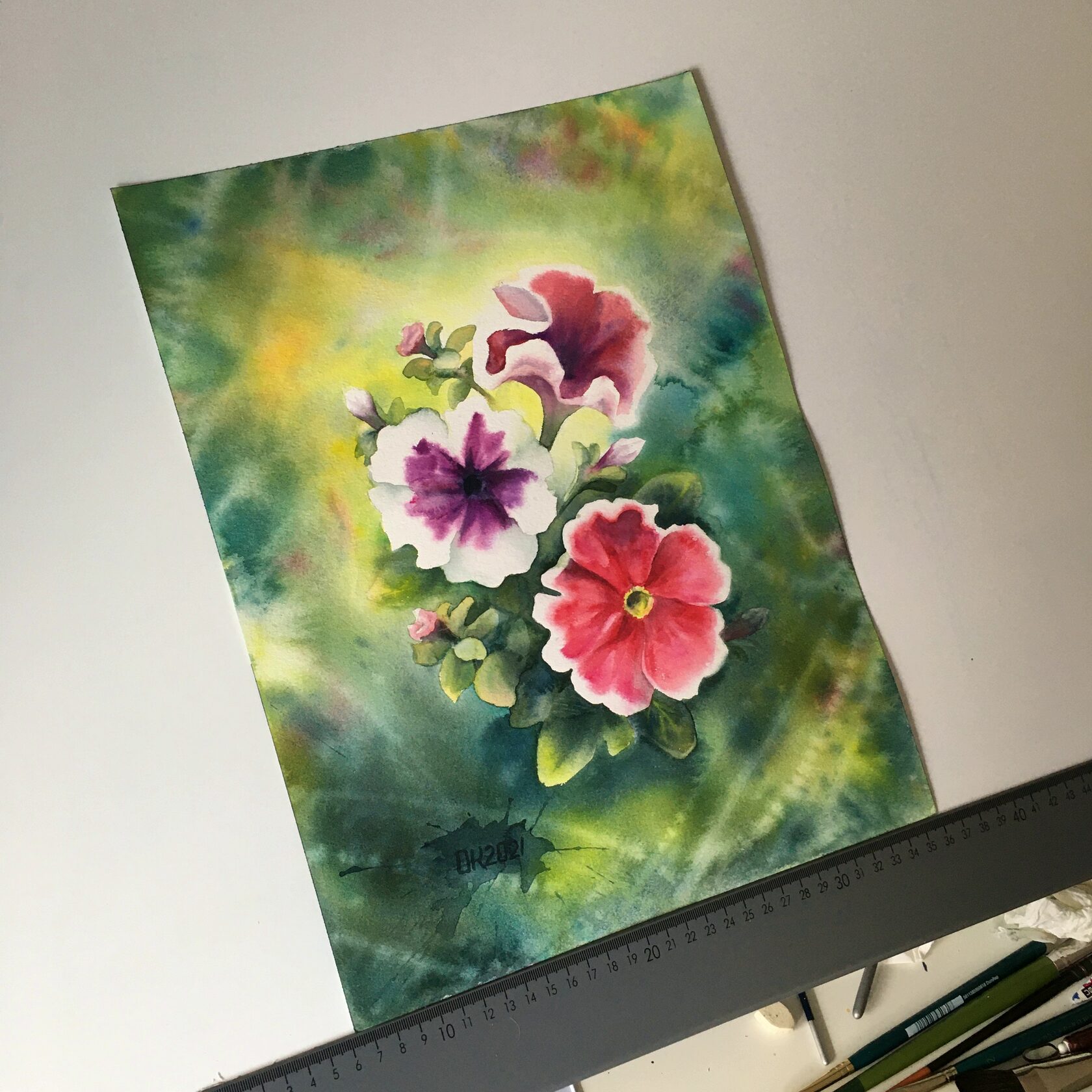 Petunia flowers Watercolor Painting