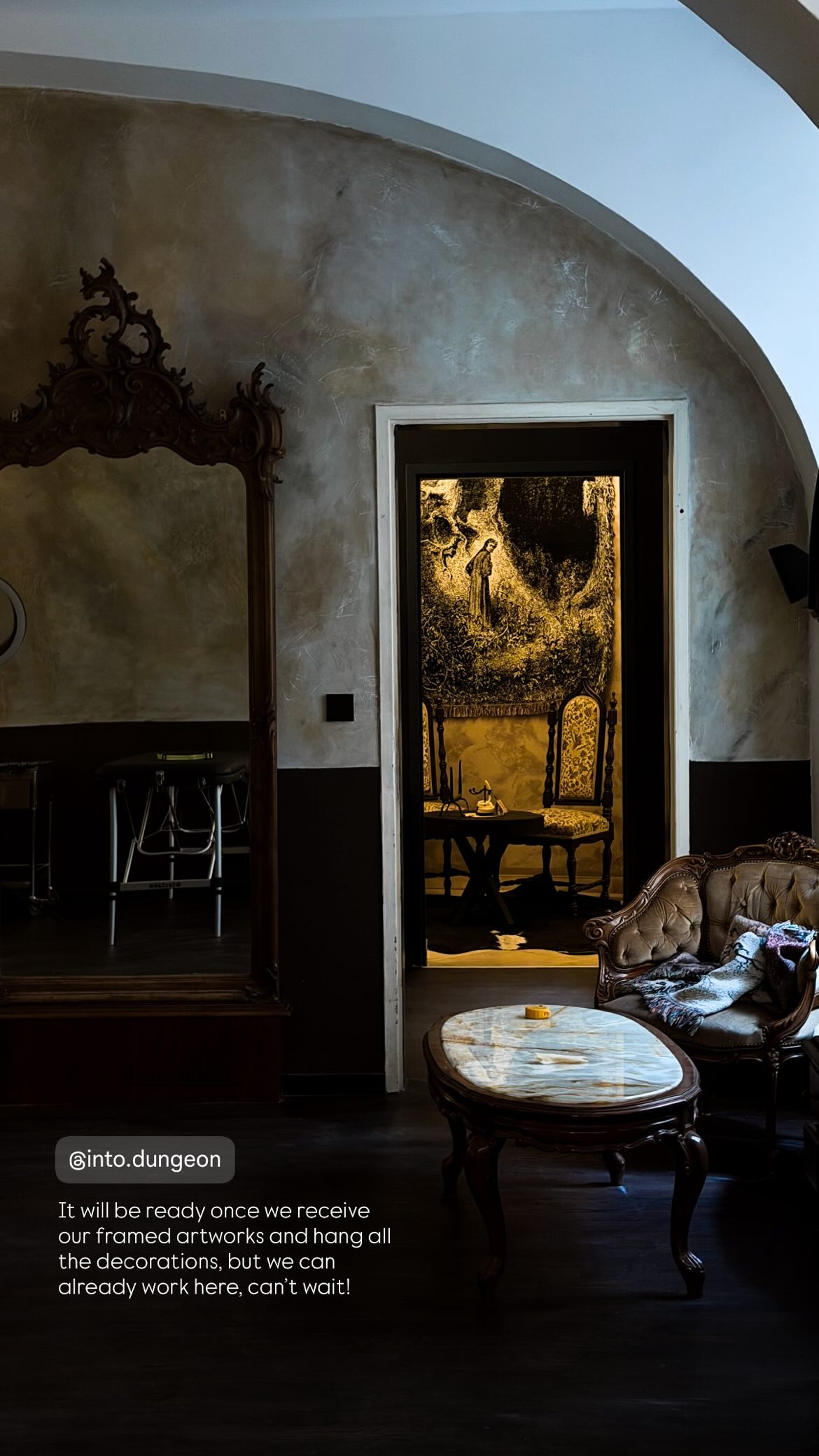 Full vaulted interior at INTO Tattoo Dungeon, Vienna