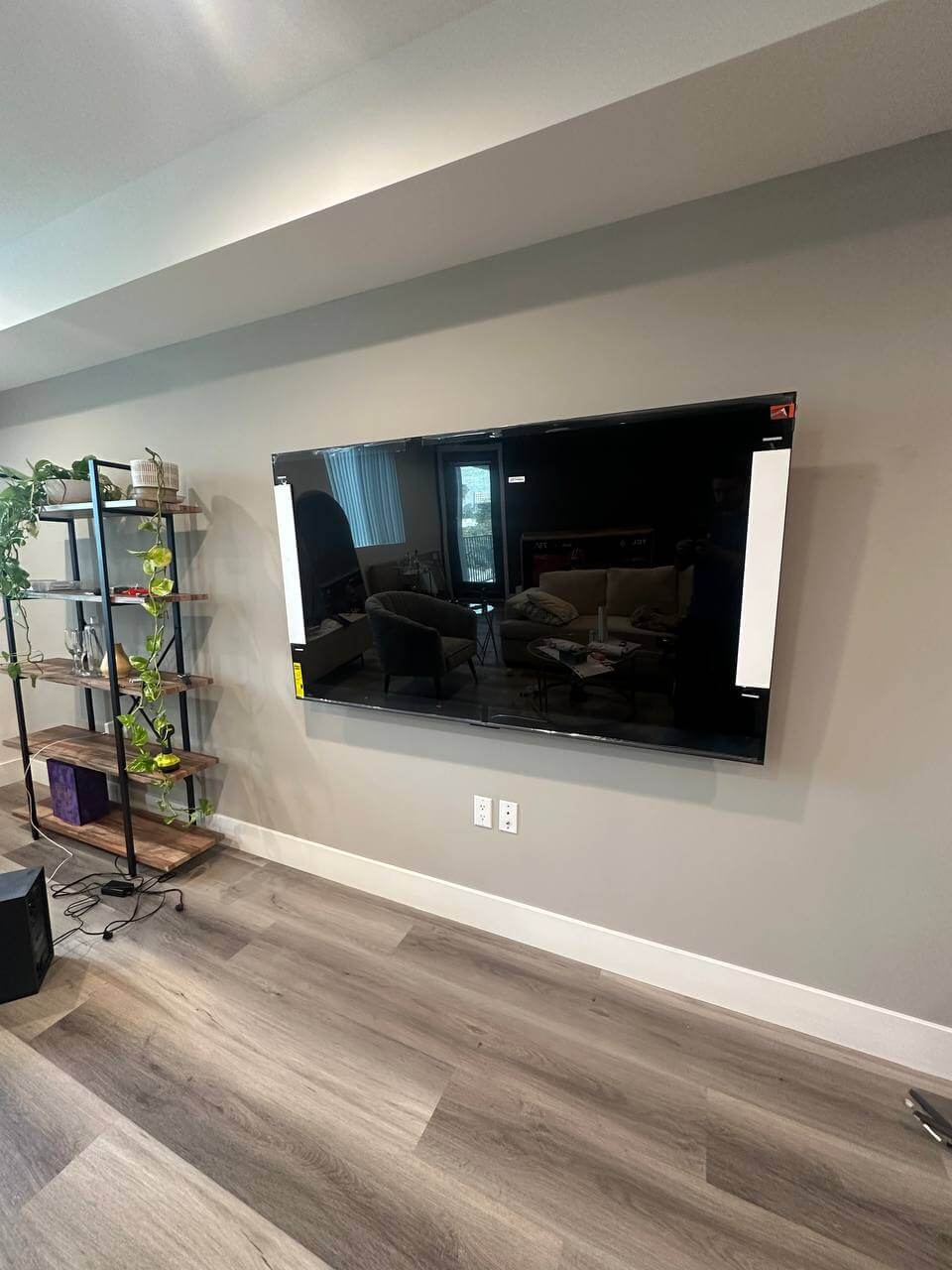 TV mounted on accent wall
