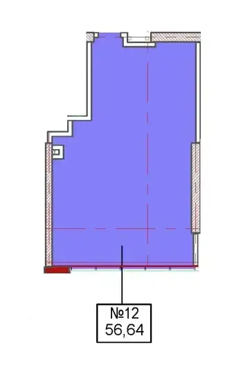Планировка офиса №12 площадью 56,64 м² в БЦ PlatON