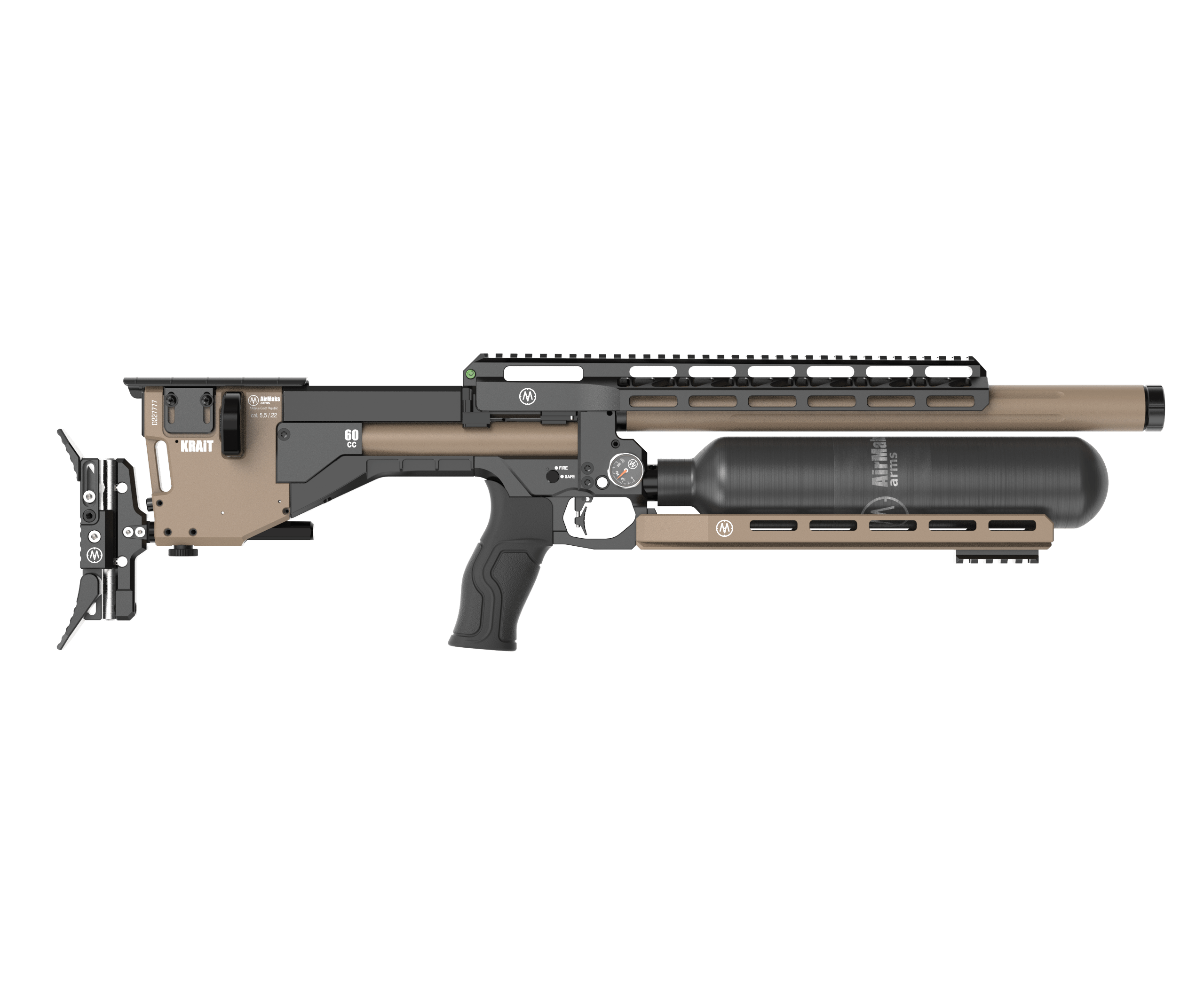 AirMaks Krait Pro L HP long high-power modern version pcp rifle brown color