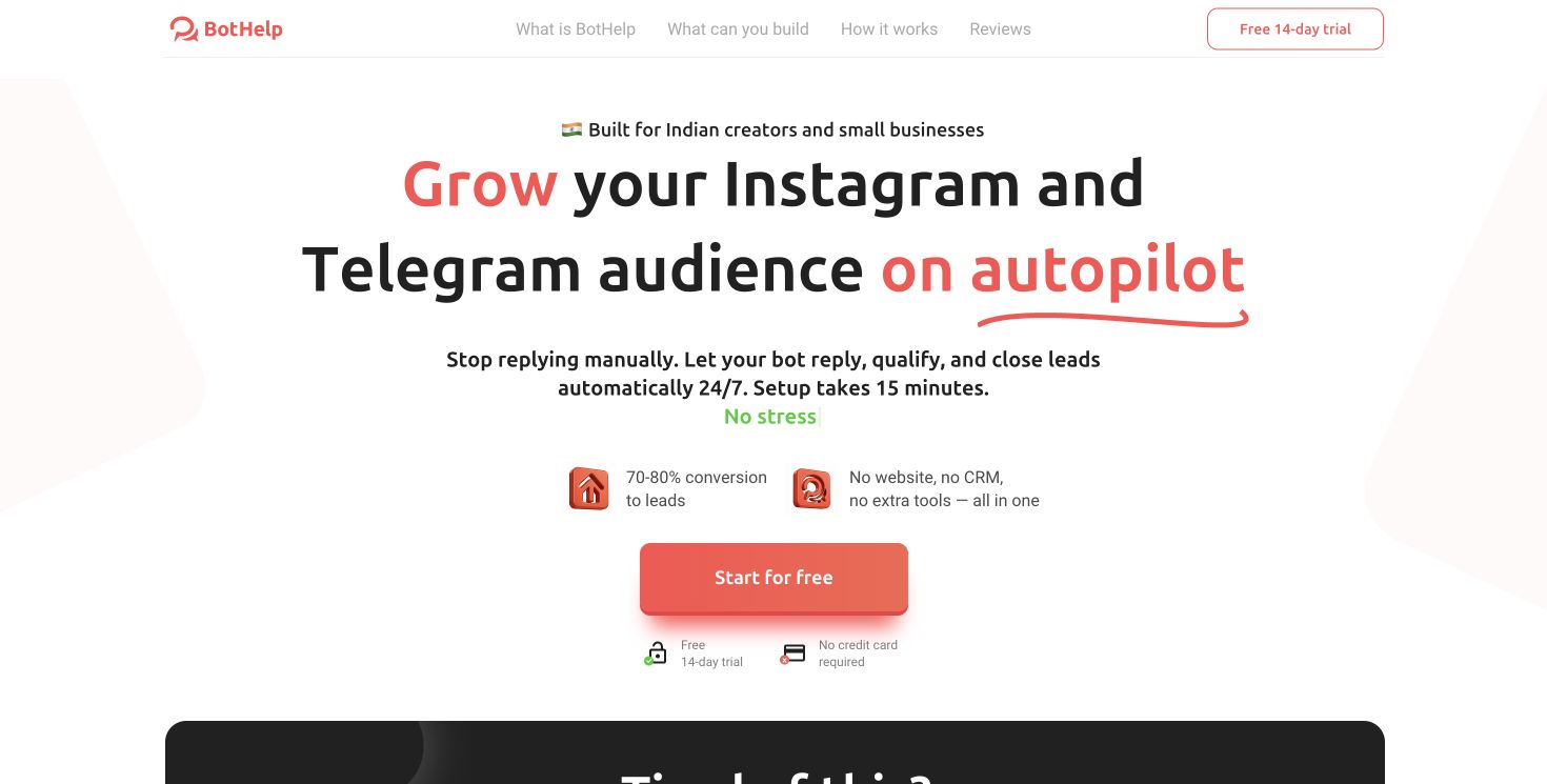 BotHelp website design — first screen