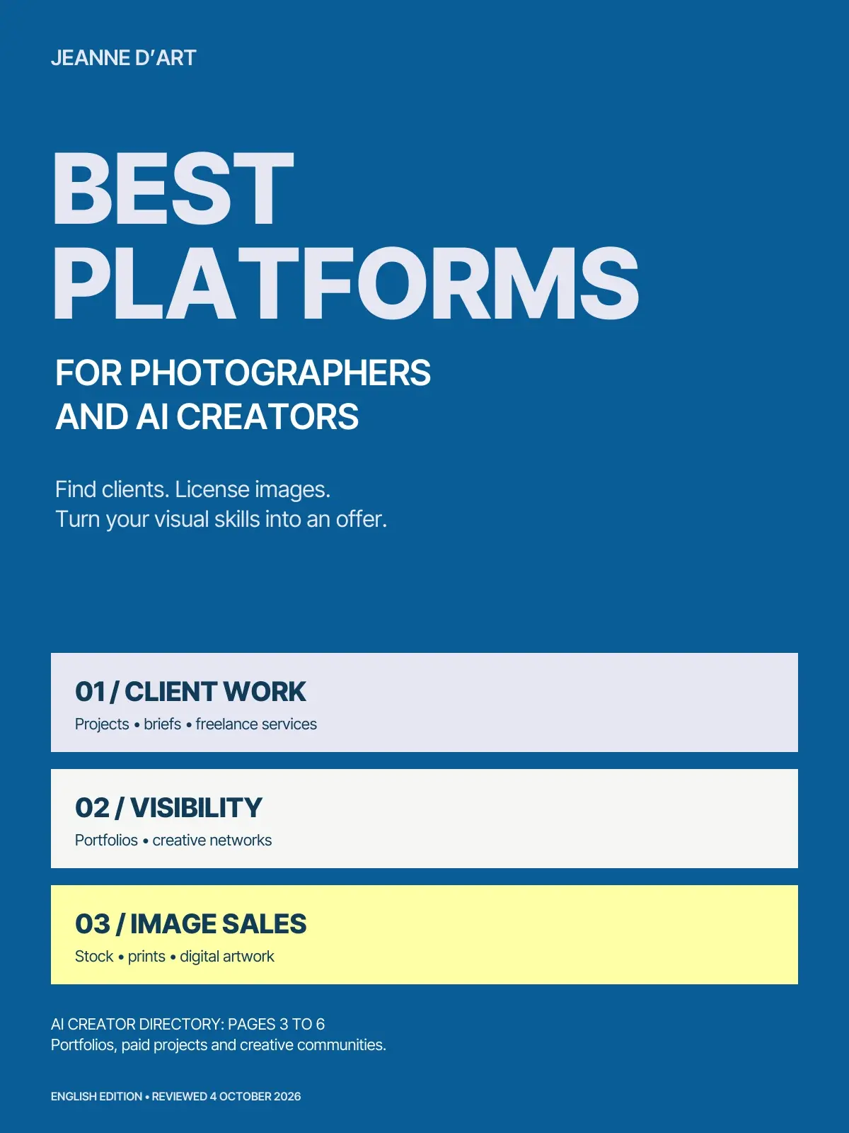 Best Platforms for Photographers and AI Creators, a PDF directory