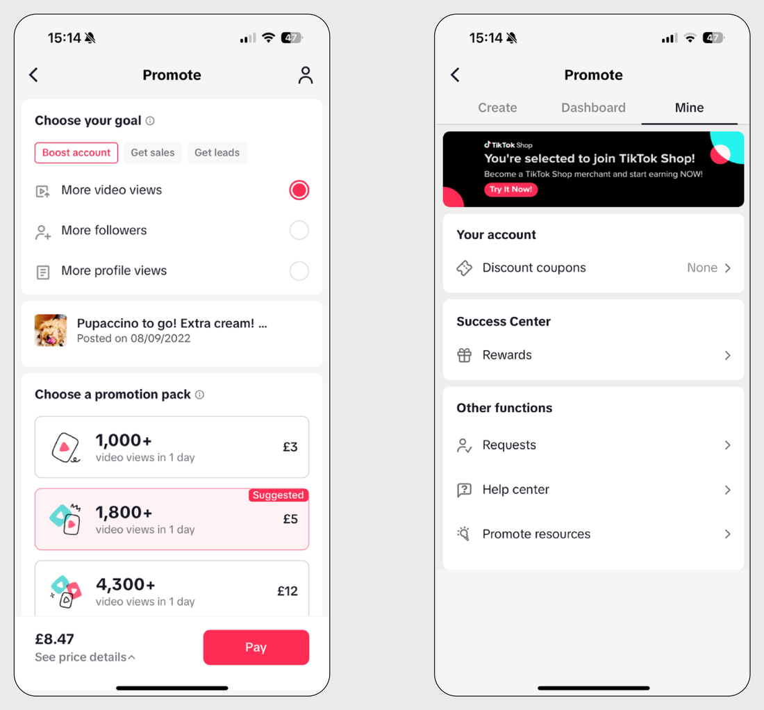 Оплата продвижения в приложении TikTok