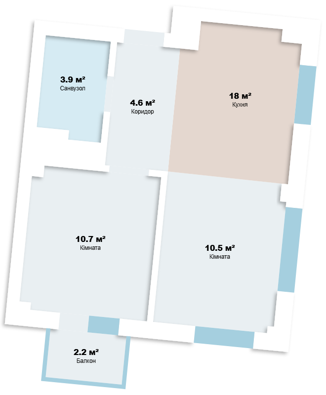 1-комнатная квартира — планировка 6