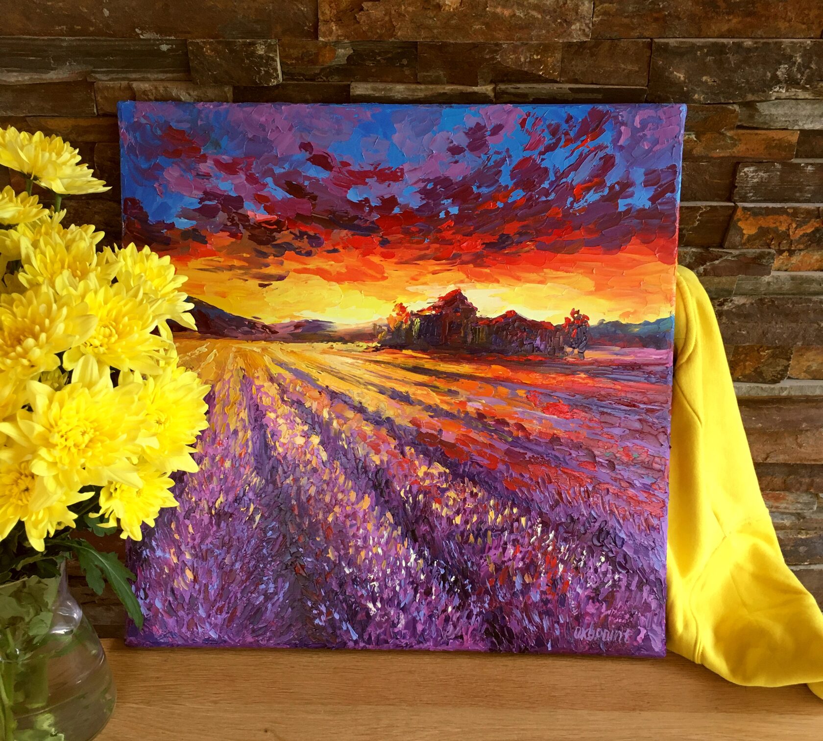 lavender field oil painting