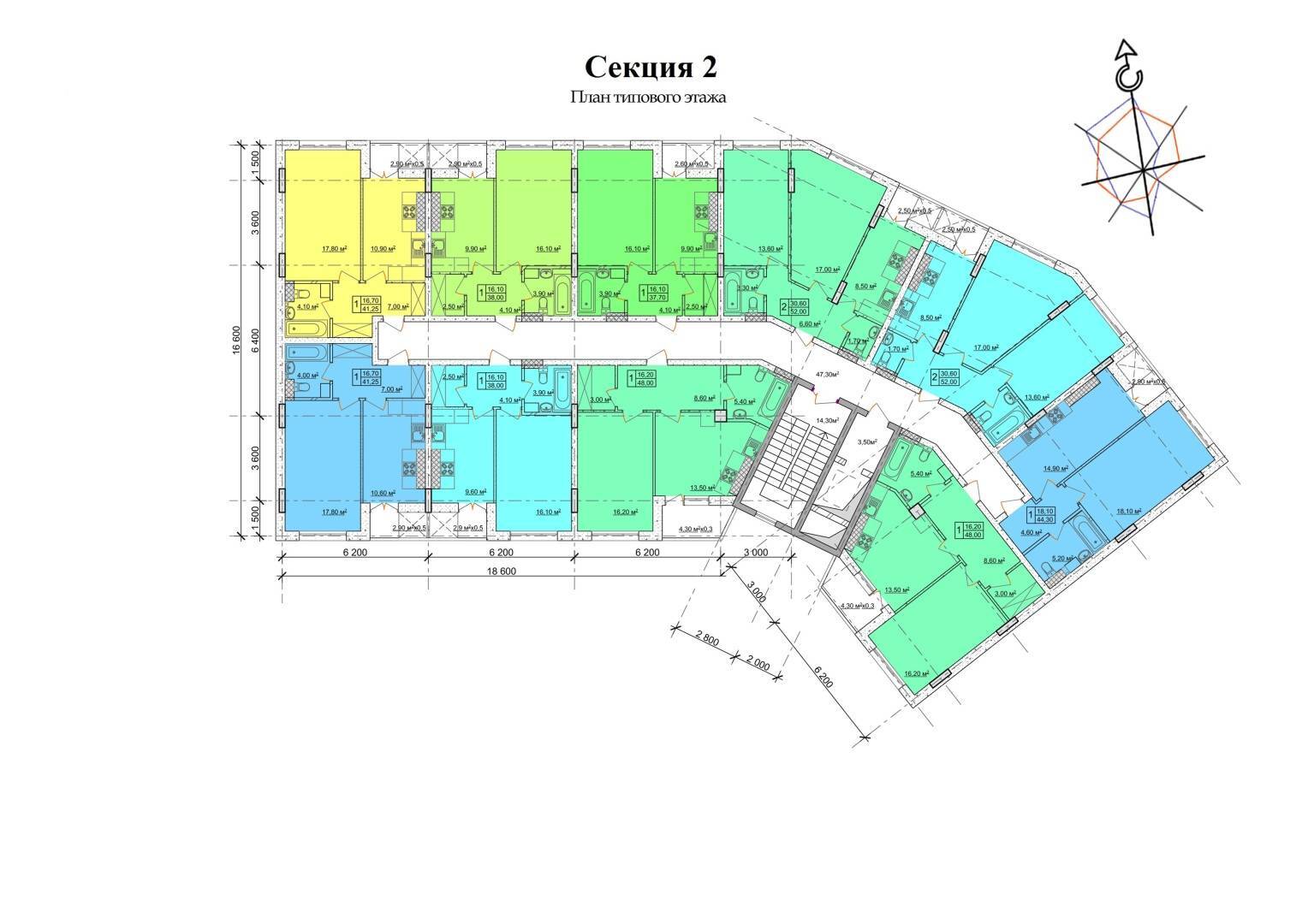 Типовая планировка этажа Club Marine 2 — вариант 2
