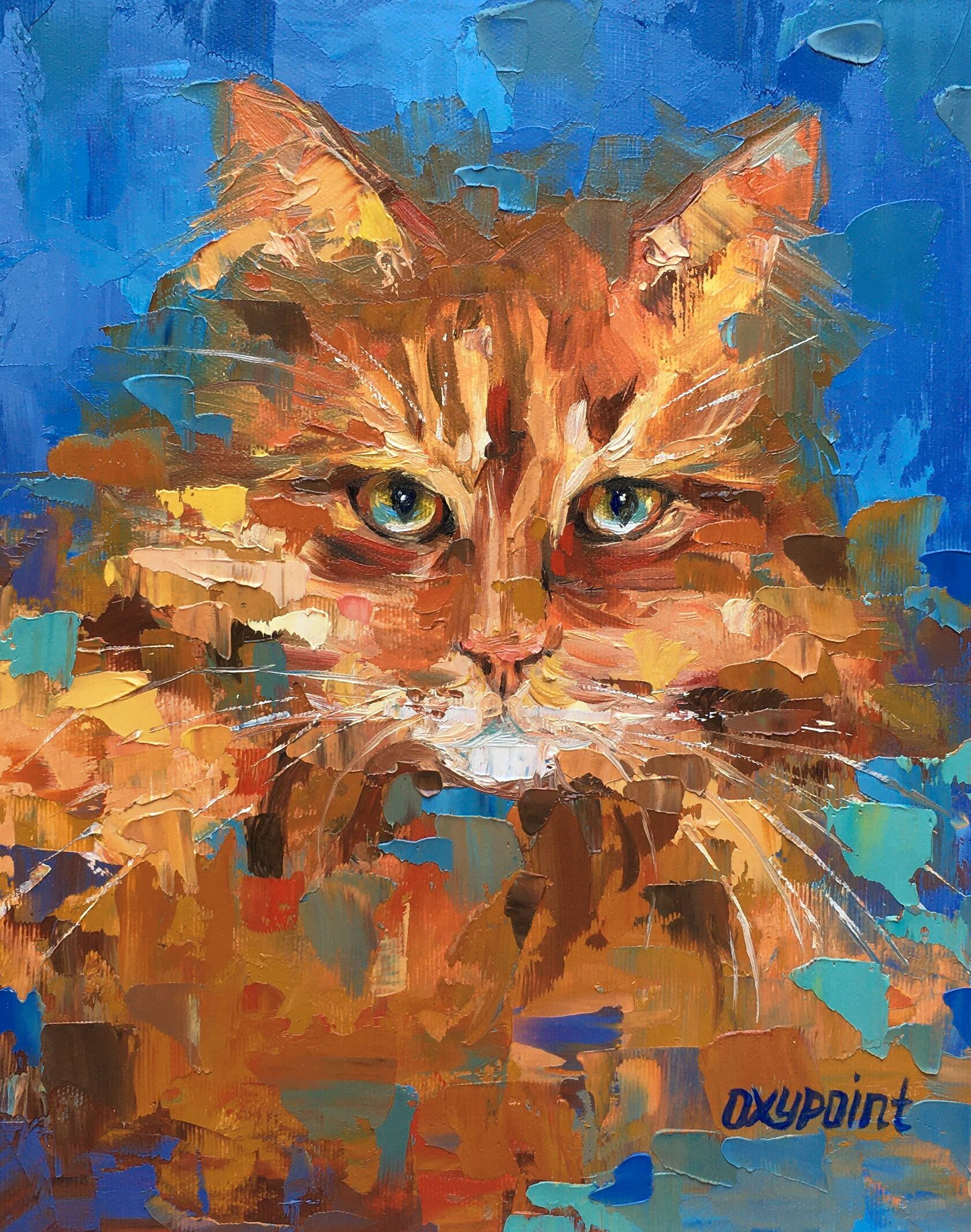 Red Cat oil painting