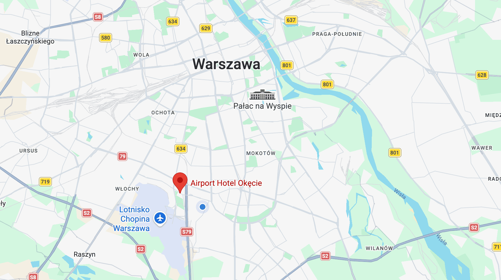 Mapa dojazdu — Airport Hotel Okęcie, Warszawa