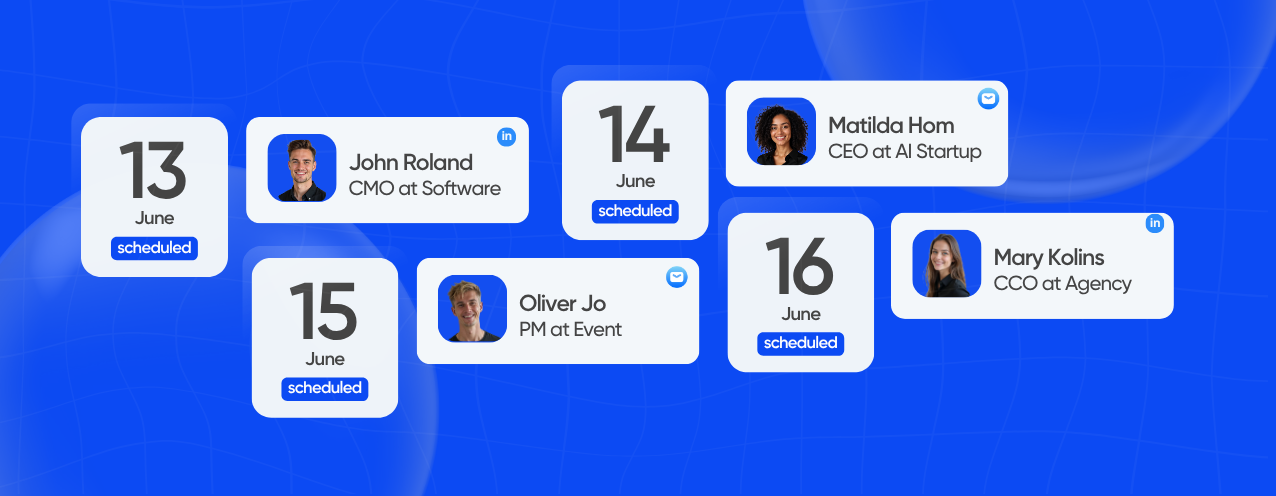 Scheduled meetings in the calendar with B2B clients: CMO, CEO, PM