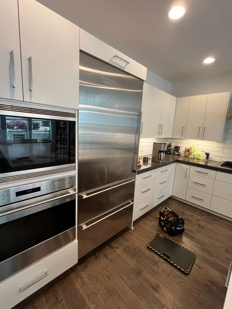Built-in refrigerator service project in the Pearl District, Portland Oregon