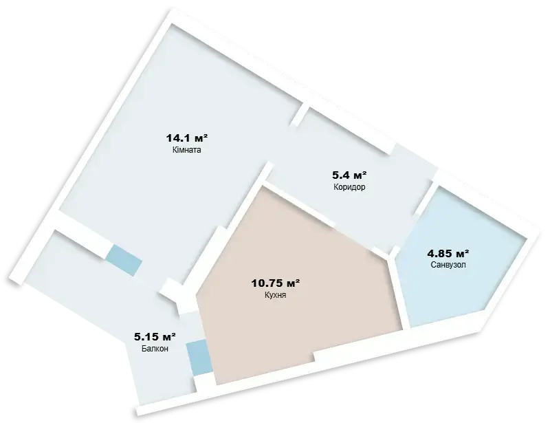 Планировка 1-комнатной квартиры в ЖК Аврора — вариант 1