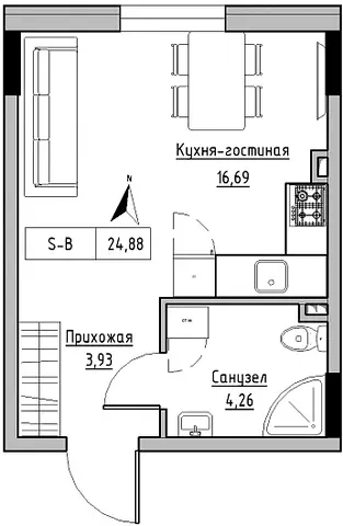 Однокомнатная квартира в ЖК KEKS — фото 4