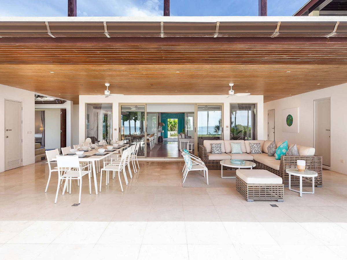 Living and dining area, exterior view, Villa Sand