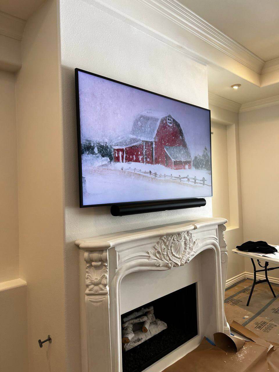 Living room TV installation