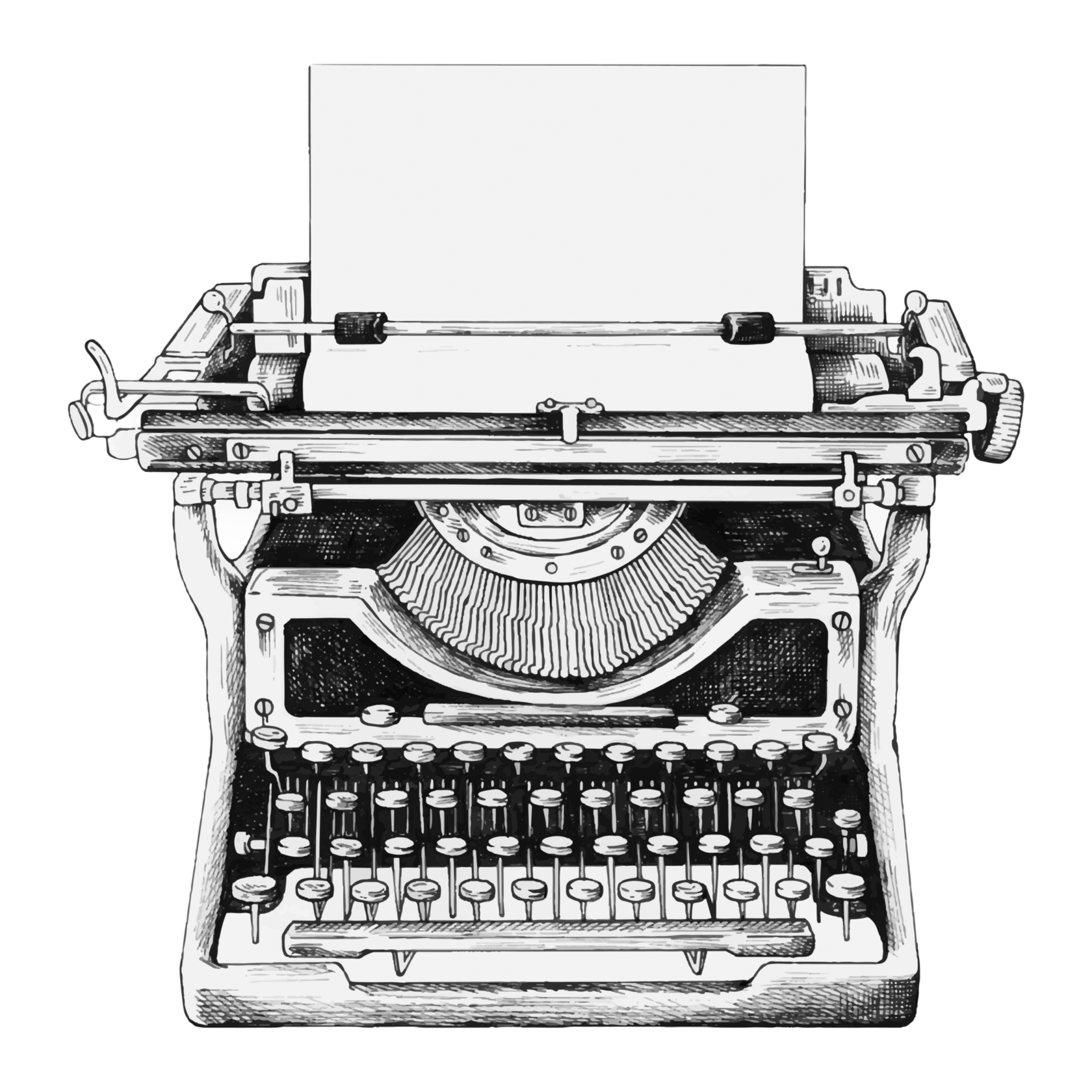 Engraving of a typewriter