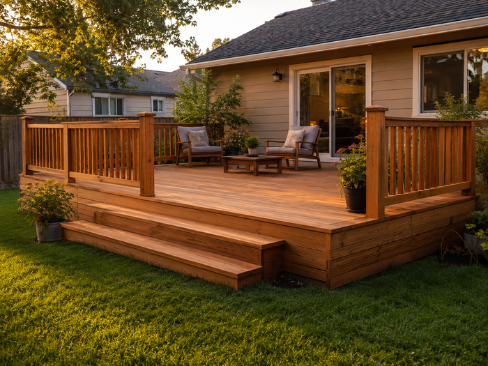 New deck in a Bay Area backyard