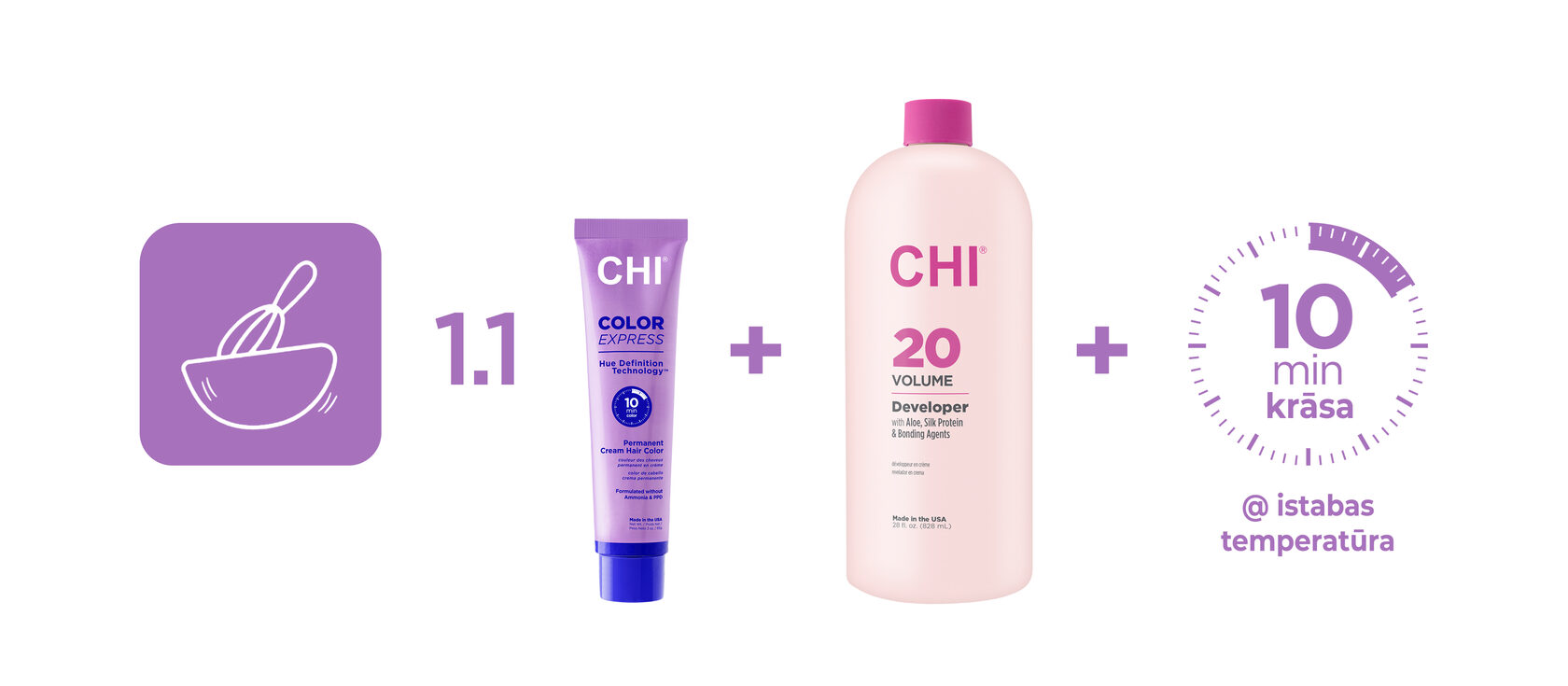 CHI COLOR EXPRESS Bezamonjaka noturīga krēmveida matu krāsa