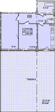 2-комнатные планировка Costa Fontana — вариант 5