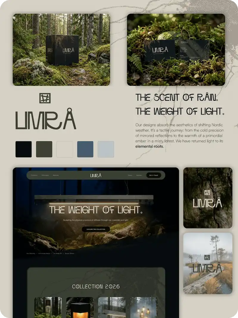 Visuaalse identiteedi ja brändingu arendus premium-projektile.