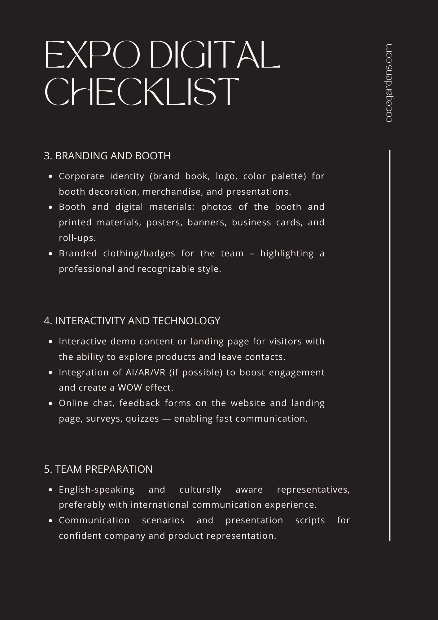 Digital Expo Checklist by Code Gardens — Preparing for Global ...