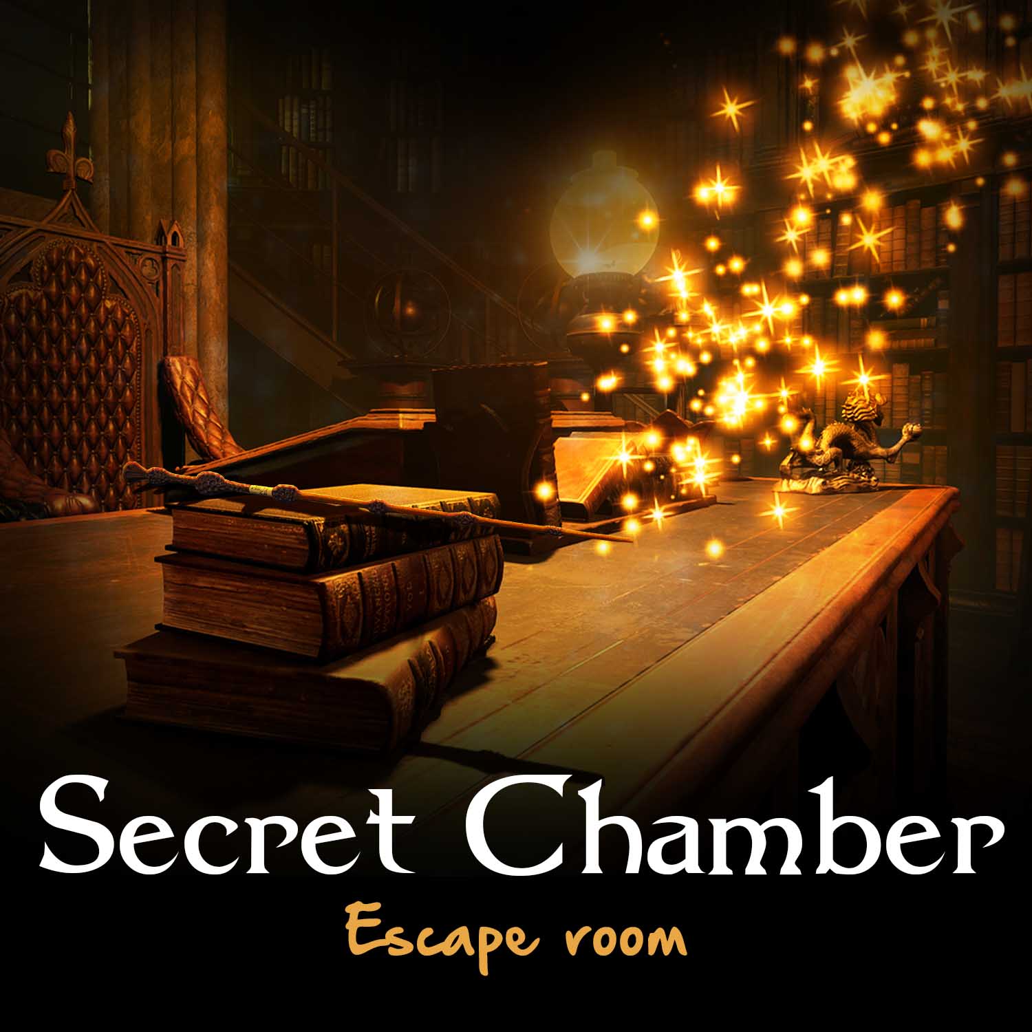 Secret Chamber complete escape room. Harry Potter escape room.  Family-friendly escape game. Open your own adventure escape room. Worldwide  service | A+ Props escape room supplier