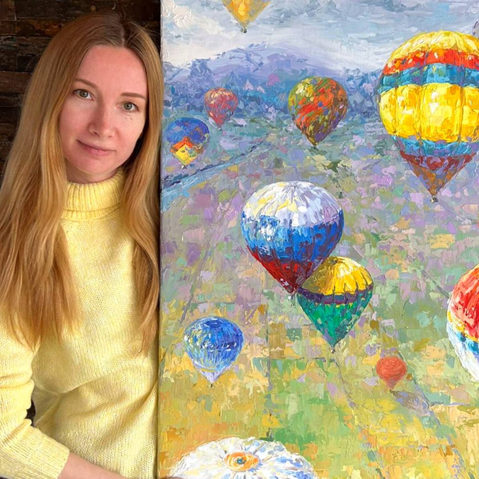 Hot air balloons oil painting 