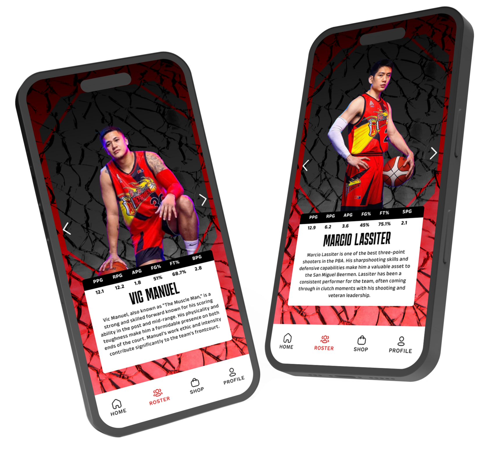 Iphone 14s with Team roster displayed