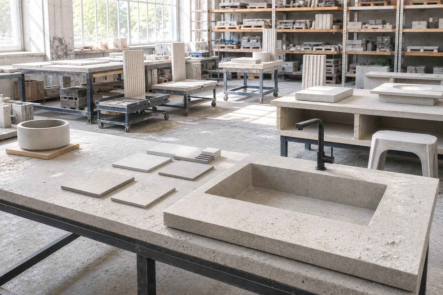 Fertigung individueller Betonelemente in einer Werkstatt