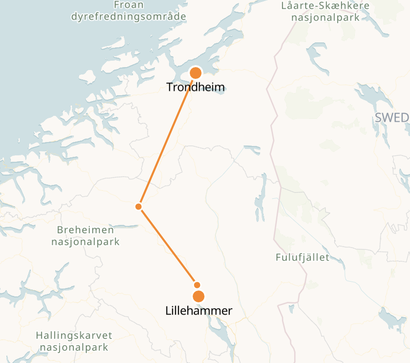 Trondheim to Lillehammer by Train | Tickets Online - NORWAY TRAINS