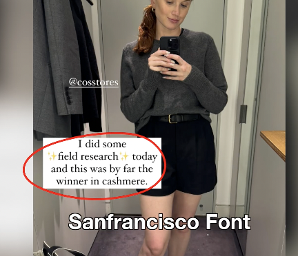 San Francisco font example on Instagram Stories