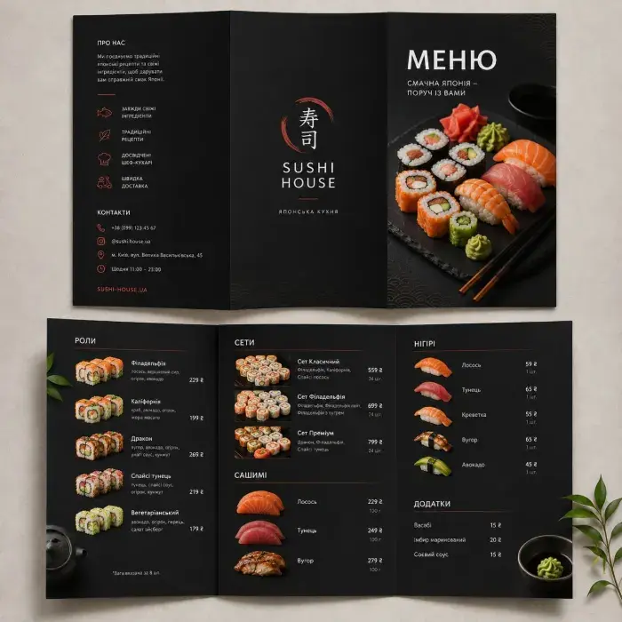 Sushi restaurant menu design