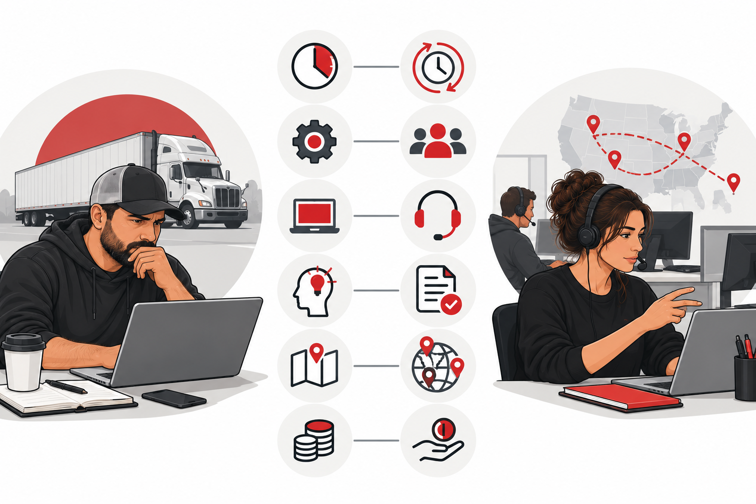 Neutral comparison of self-dispatch and dispatch-service workflows across time, control, tools, skills, coverage and fees