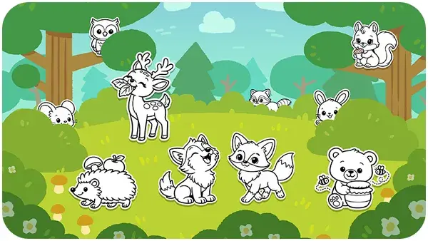 Forest friends coloring page
