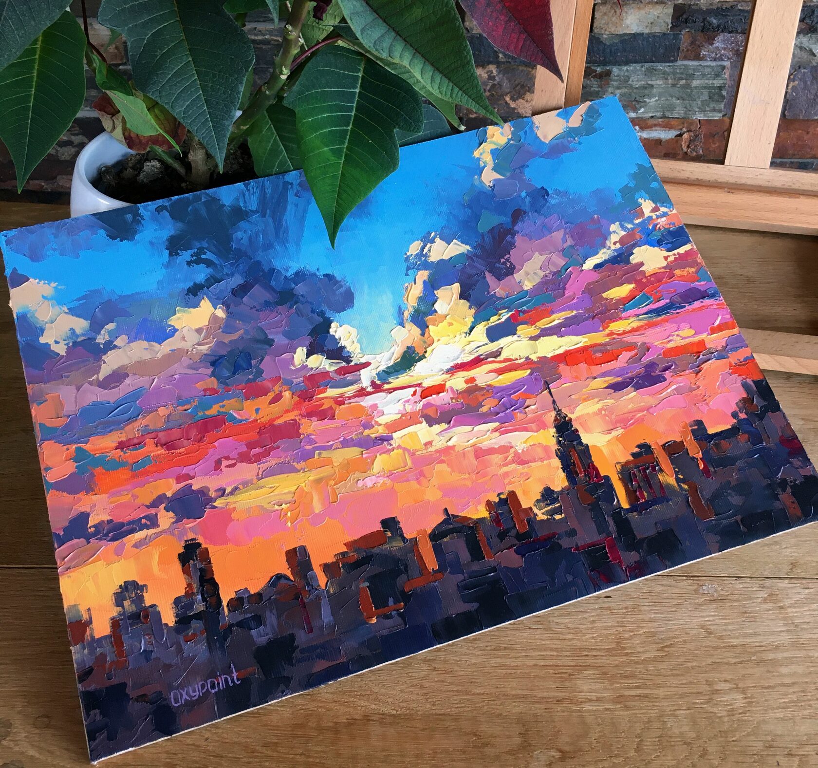 sunset in new york oil painting for sale