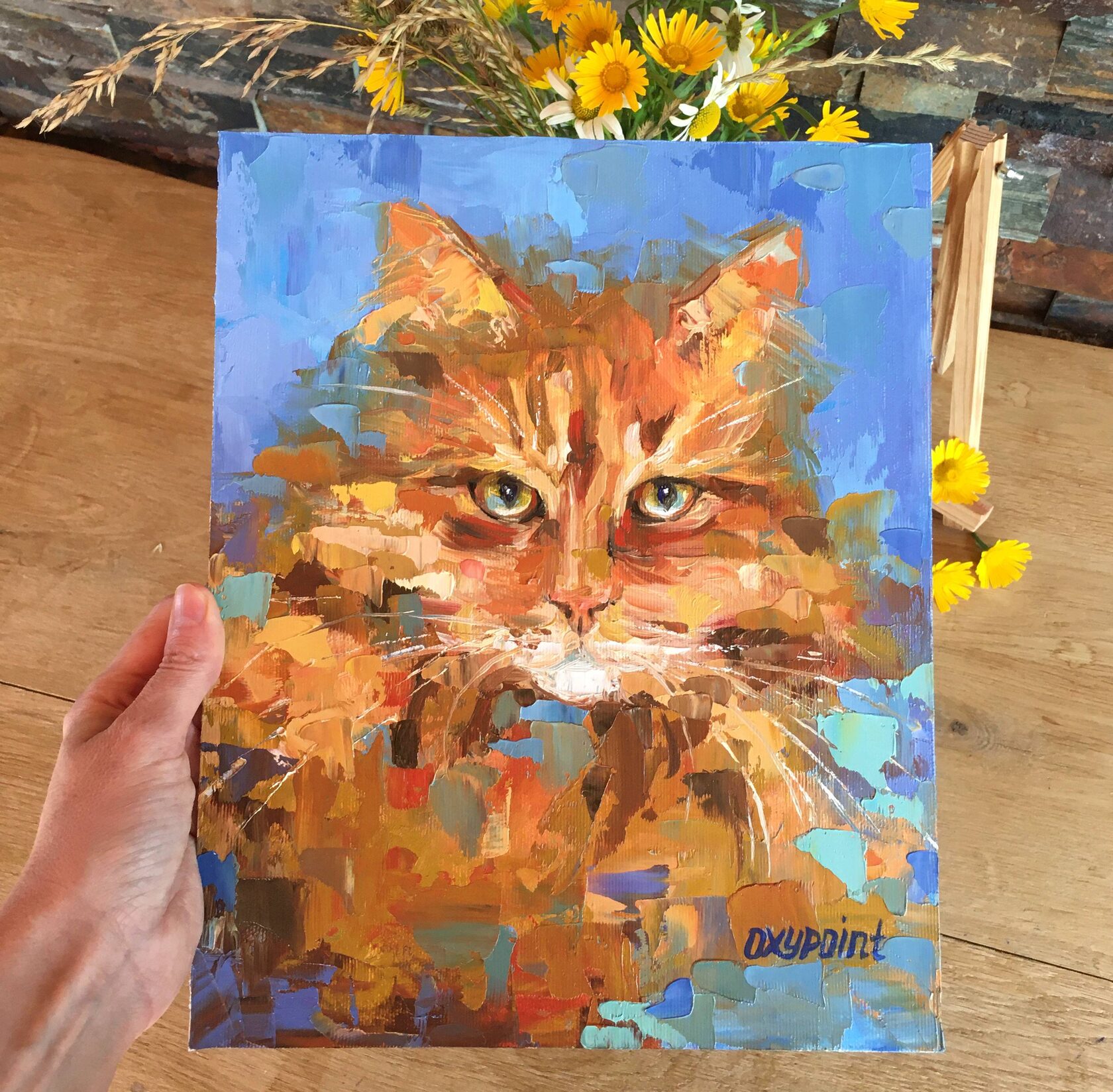 Red Cat oil painting