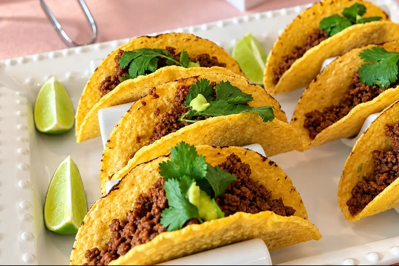 Crispy beef tacos with cilantro and lime — a daytime party I cooked this spring, Miami private chef Marina Staver