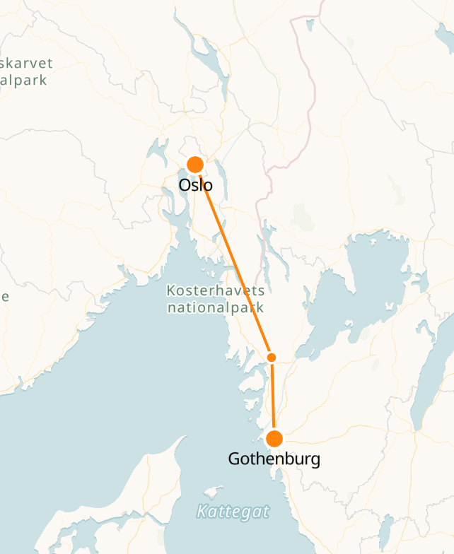 Trains et billets entre Oslo et Göteborg - Trains Suédois