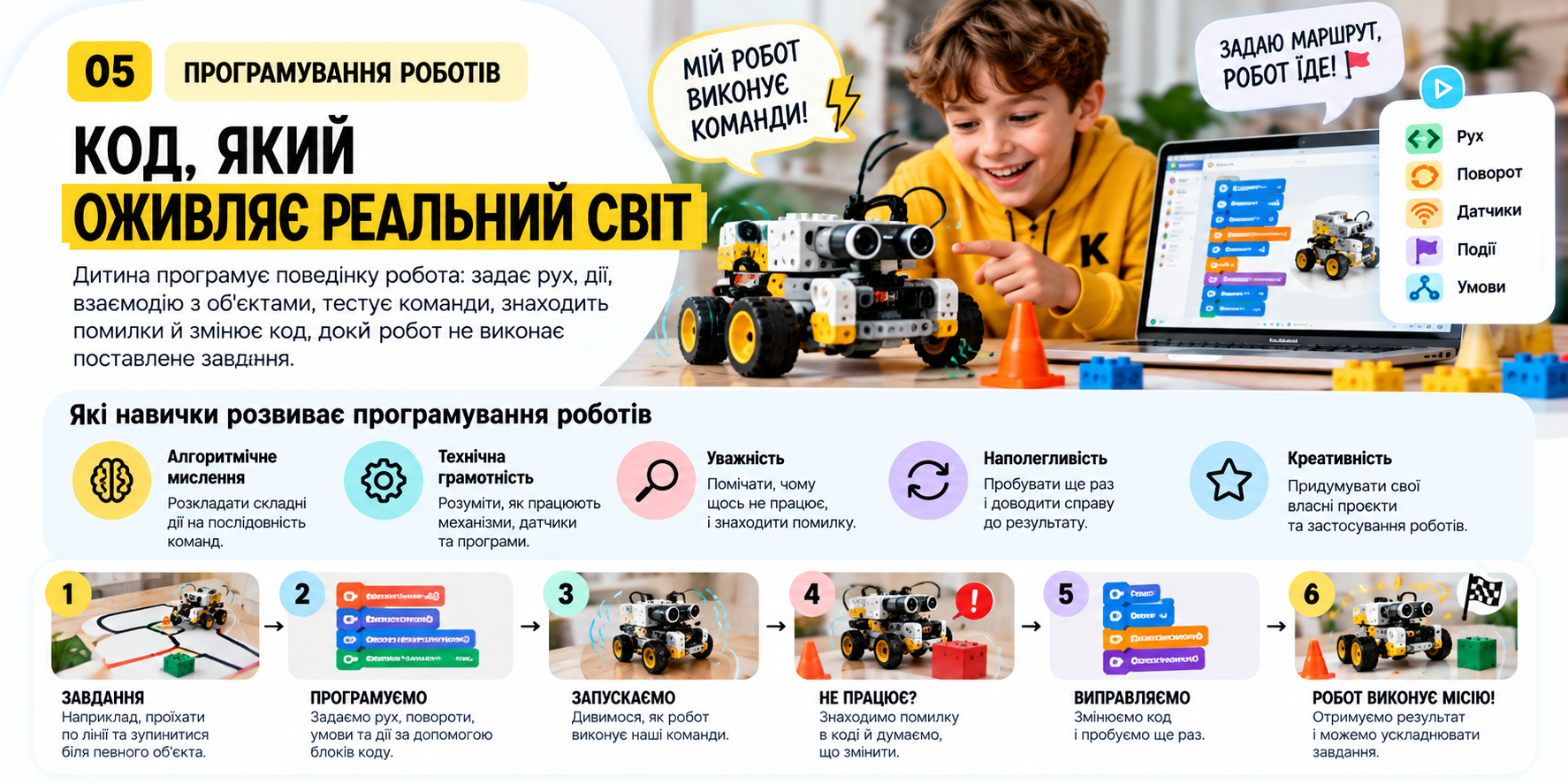 Дитина програмує робота