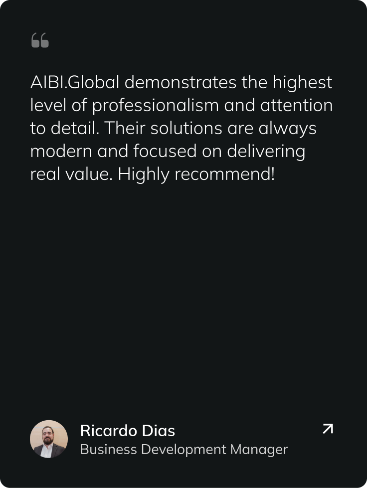 Client testimonial from Ricardo Dias about AIBI.Global.