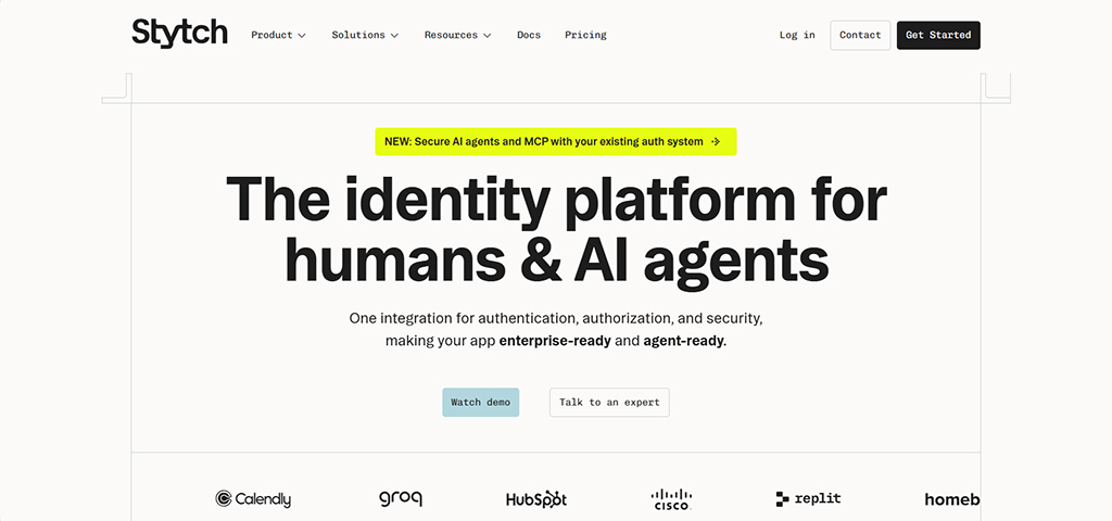 SaaS landing page example — Stytch.