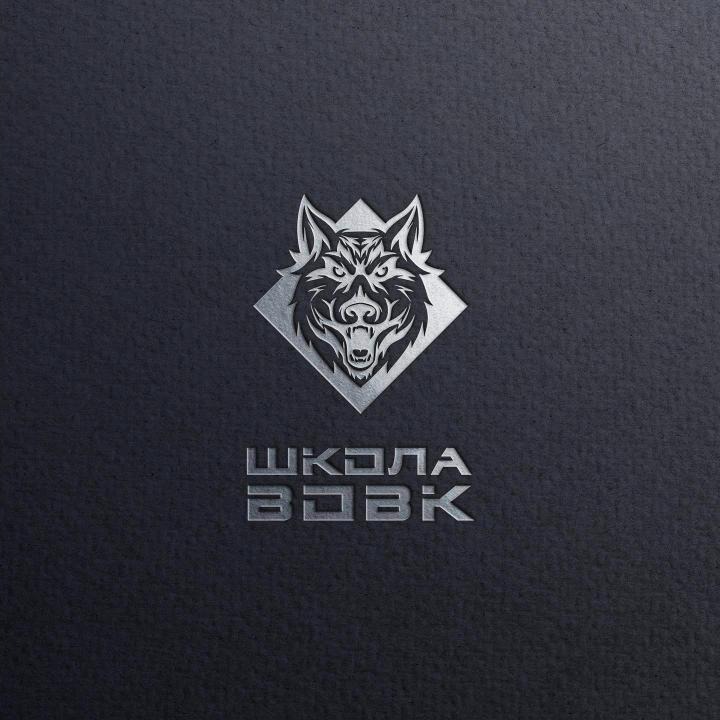 Silver VOVK school logo on dark paper