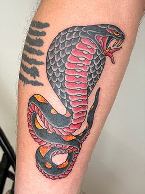 American Traditional cobra tattoo