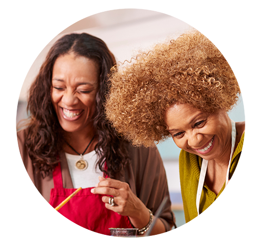 Two women laughing