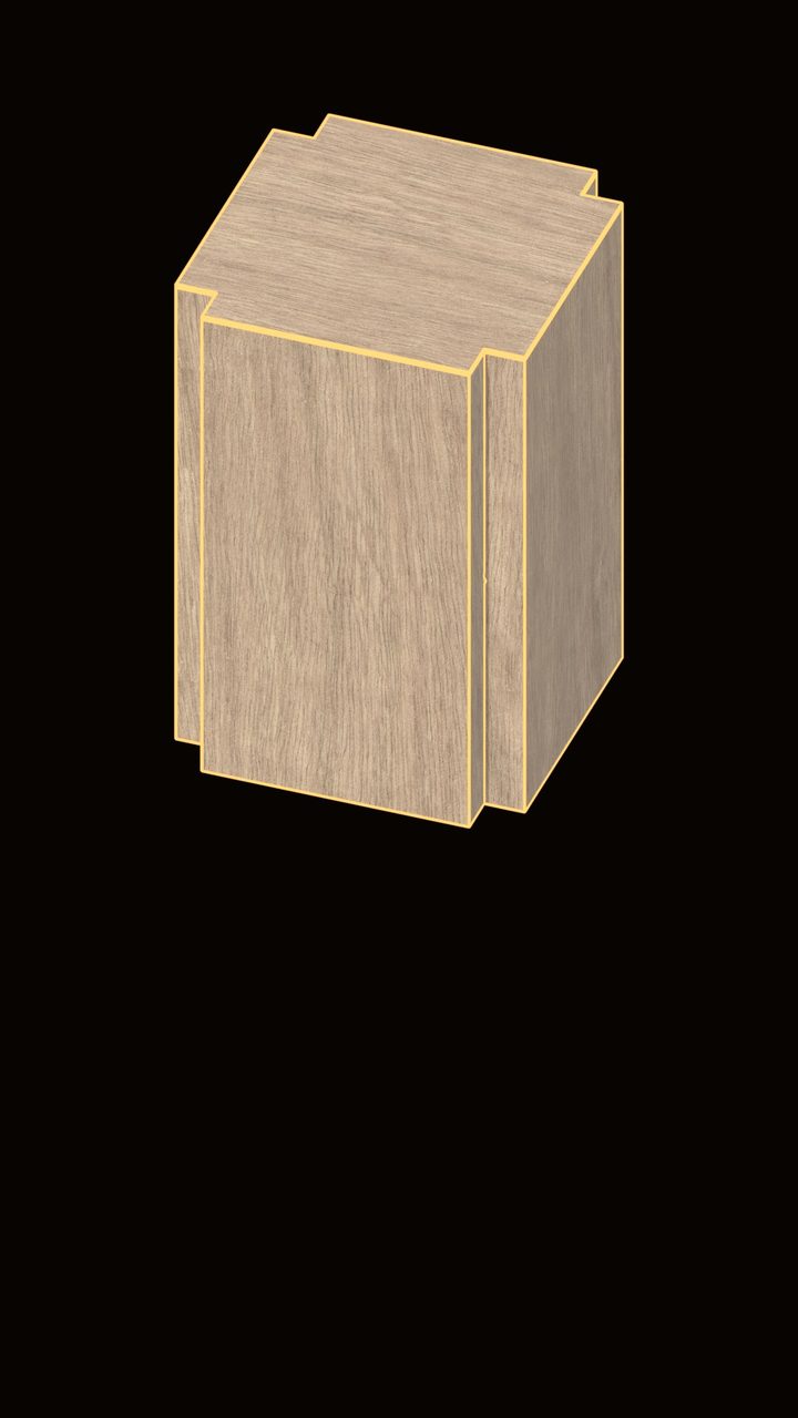 Assembled birch plywood stool, 3D render.